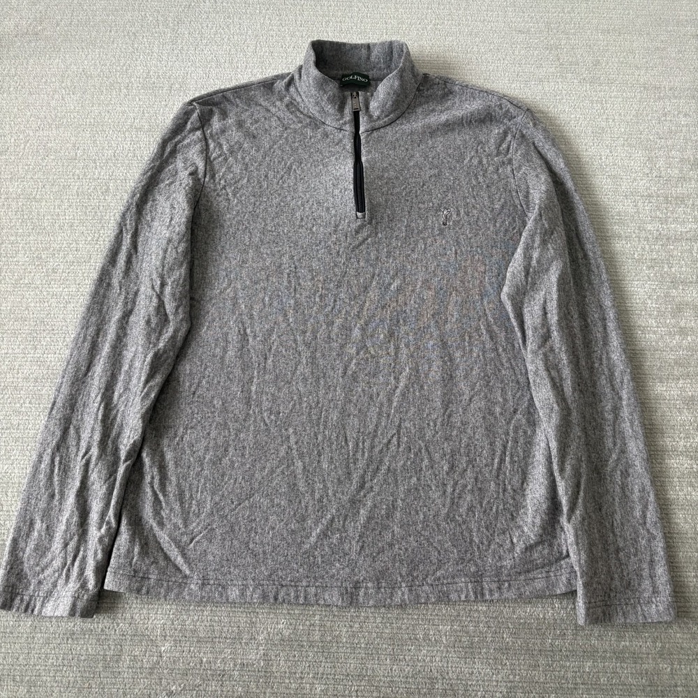Golfino Sweater Mens XXL Gray  1/4 Zip Mock Neck Pullover Unisex Logo Stretch